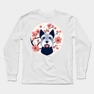 Cesky Terrier Celebrates Spring with Cherry Blossoms Long Sleeve T-Shirt